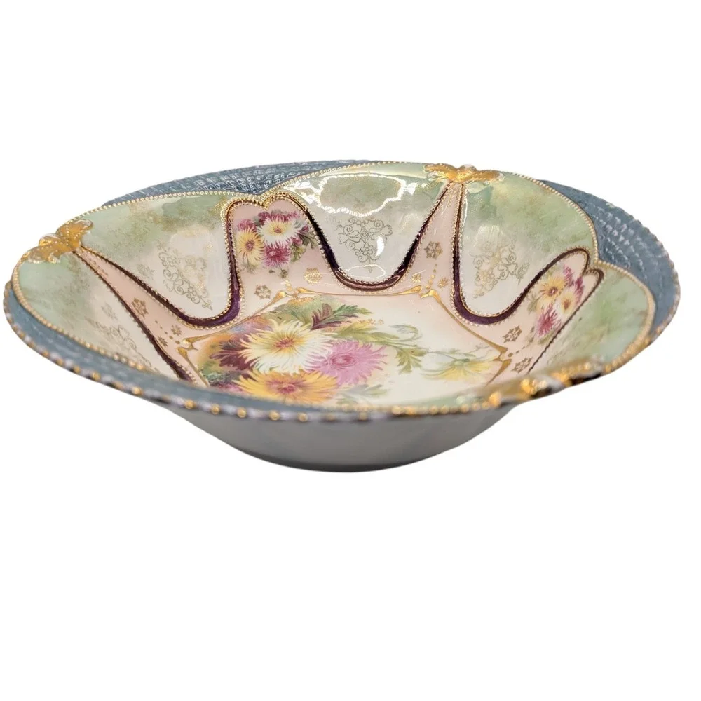 Antique OLS St Kilian Serving Bowl Floral Oscar Schlegelmilch Hand Painted SEE
